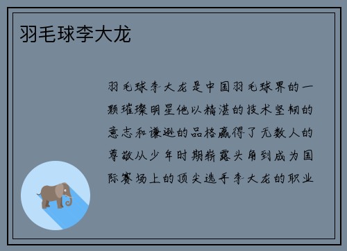 羽毛球李大龙